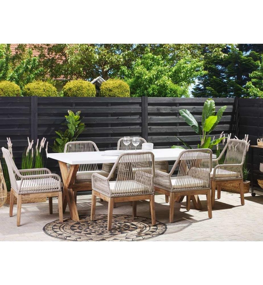 Set da pranzo da giardino 6 posti OLBIA con cuscini Beige