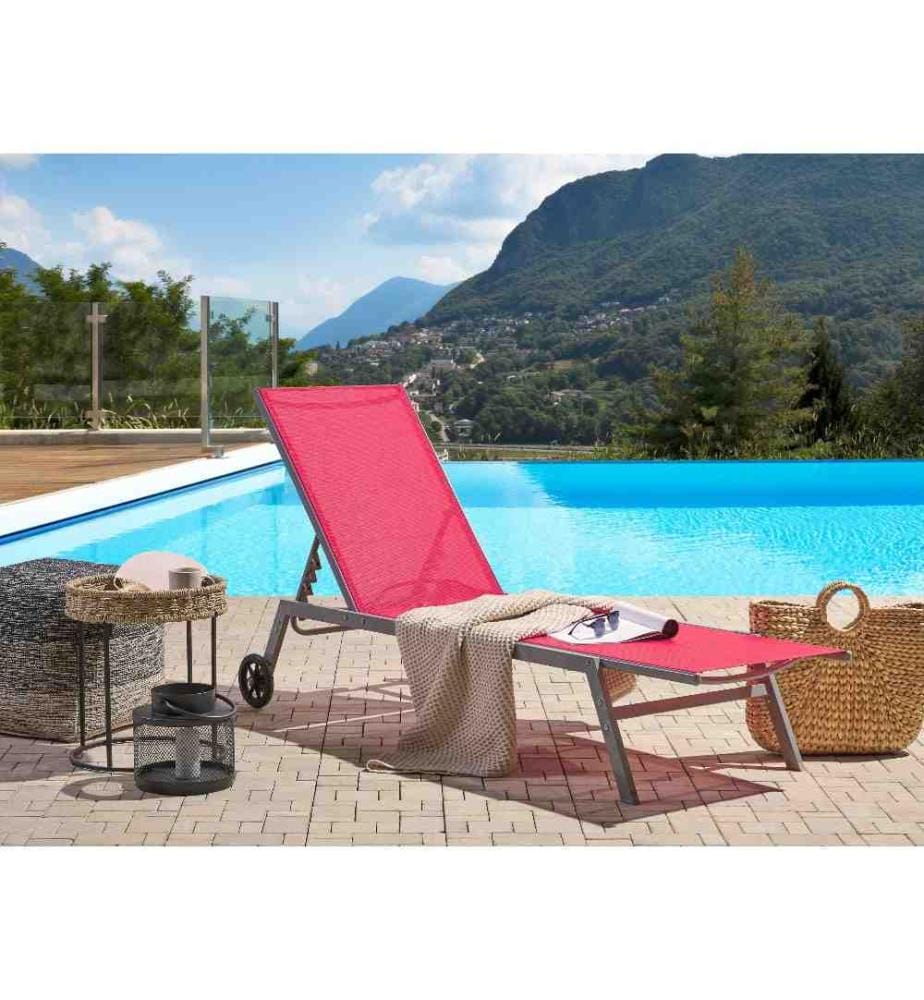 Sonnenliege LEVANZO mit Relaxfunktion Metall Rot