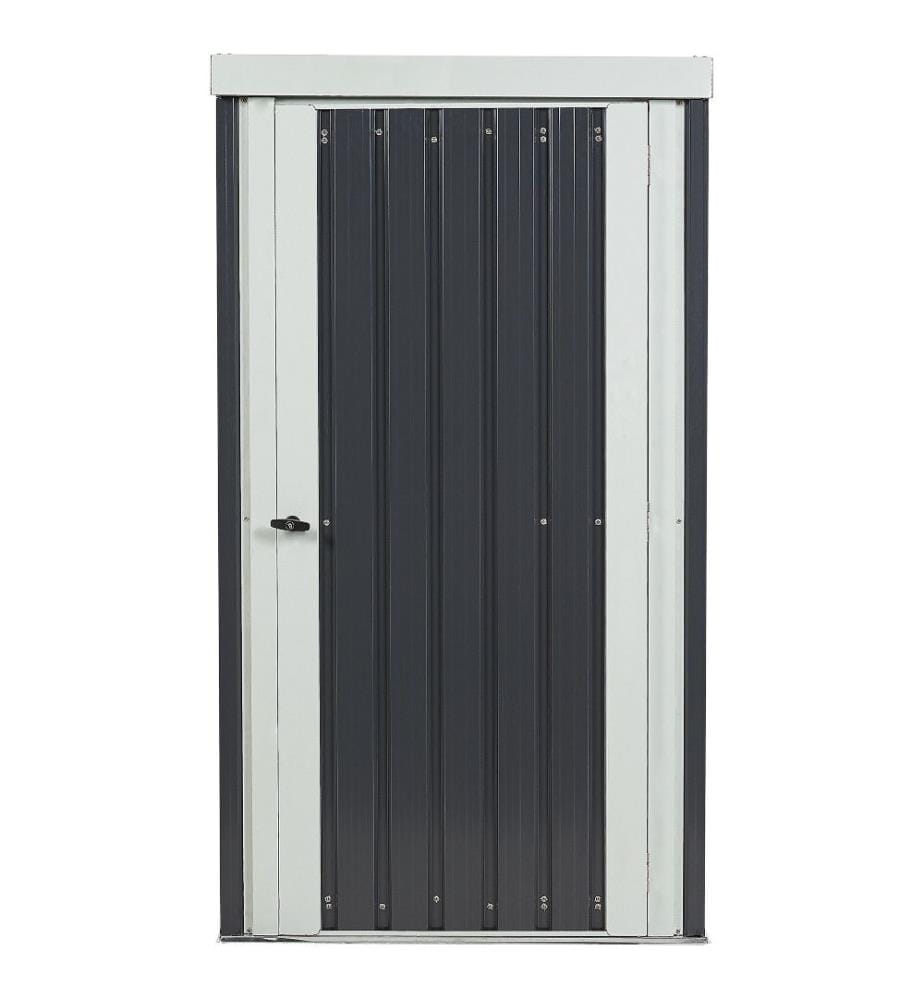 Gerätehaus Grau Metall Stahl-Trapezblech 98 cm mit Tür Pultdach Integrierter Dachrinne Geräteschuppen Modern Garten Terrasse Aussenbereich