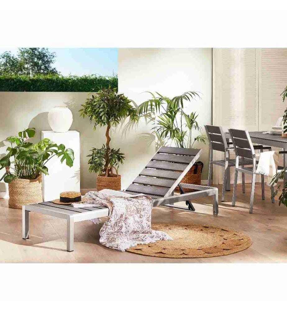 Sonnenliege NARDO mit Relaxfunktion Metall Grau