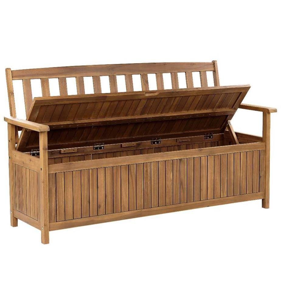 Panchina da giardino SOVANA 160 cm con contenitore Legno d'acacia Marrone