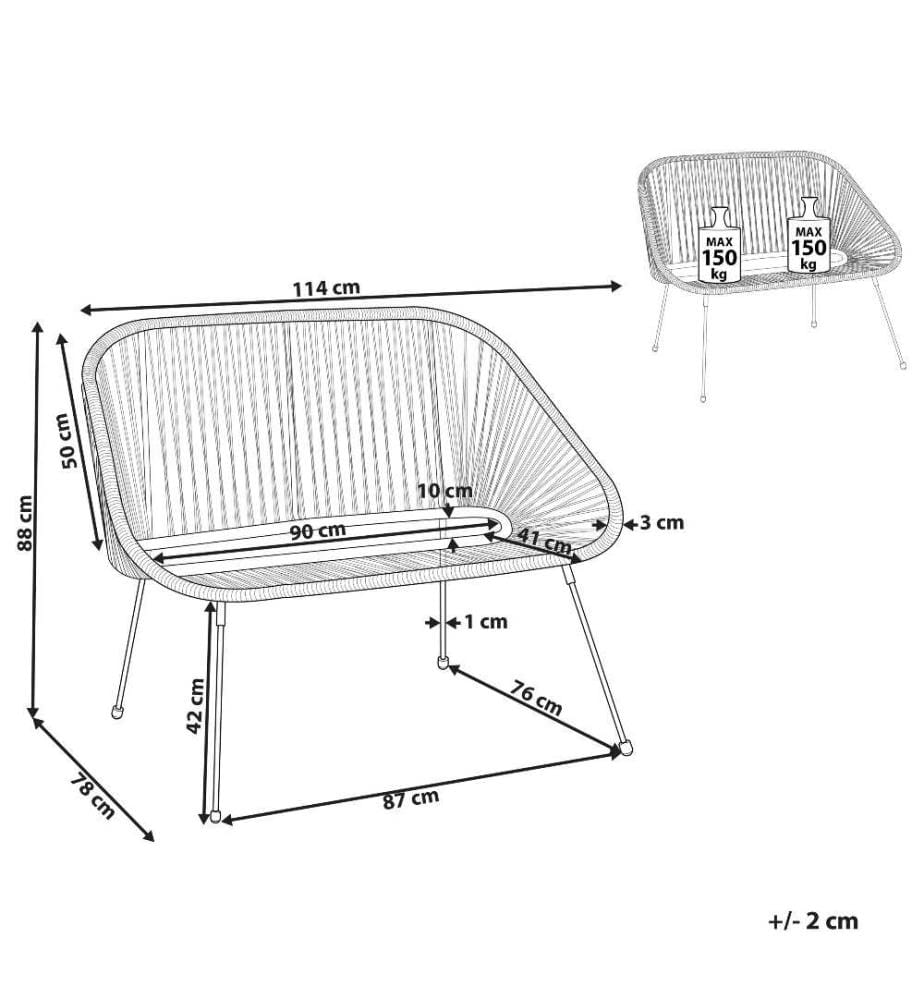 Banc de jardin ACAPULCO II 113 cm Polyrotin Noir