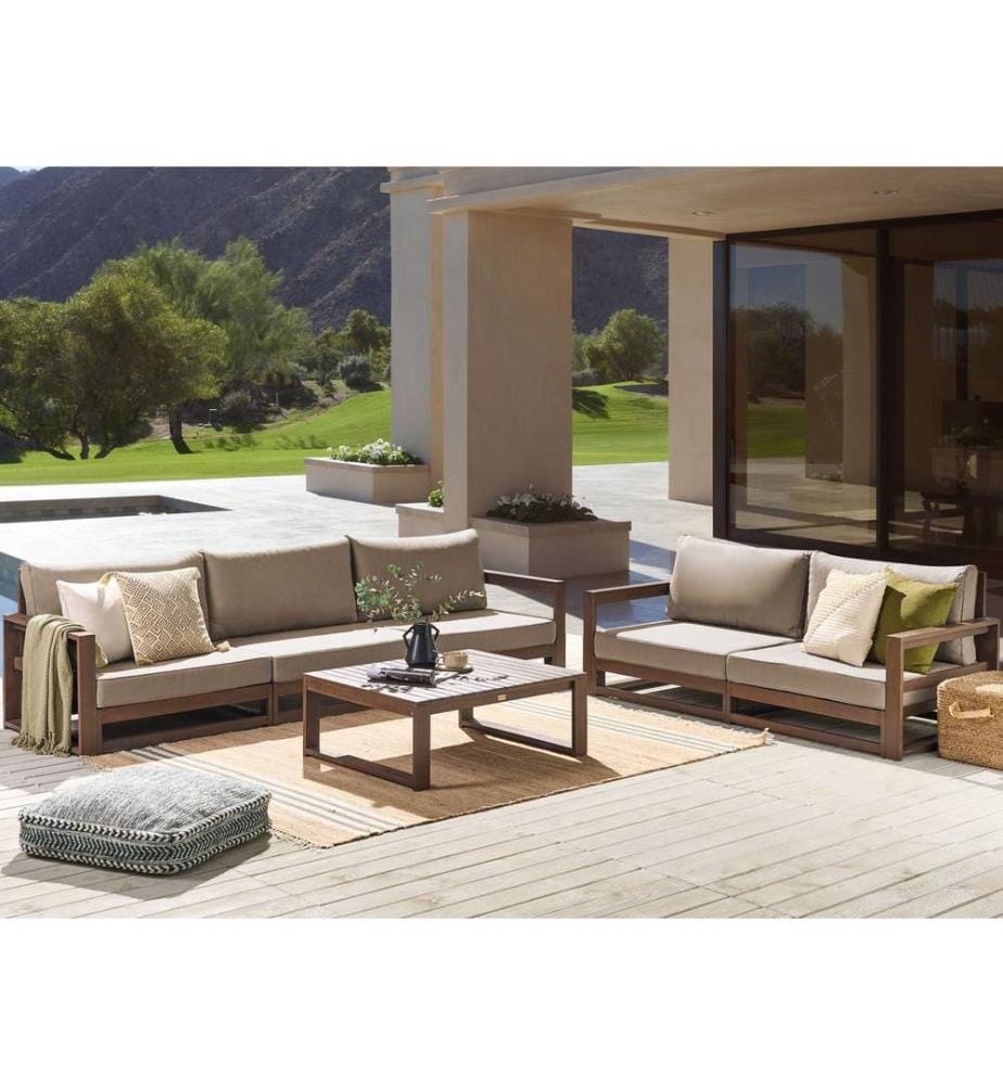 Lounge Set mit Tisch 5-Sitzer TIMOR modular zertifiziertes Akazienholz Dunkelbraun