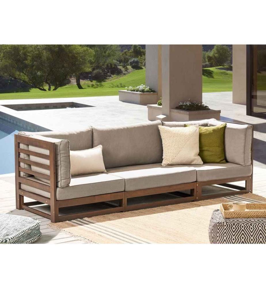 Divano da giardino 3 posti TRANI Modulare Legno di acacia certificato Marrone scuro
