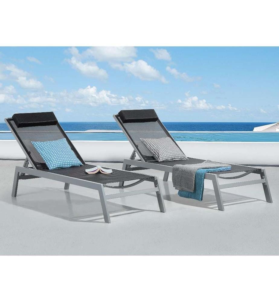 Sonnenliege CATANIA mit Relaxfunktion Metall Schwarz