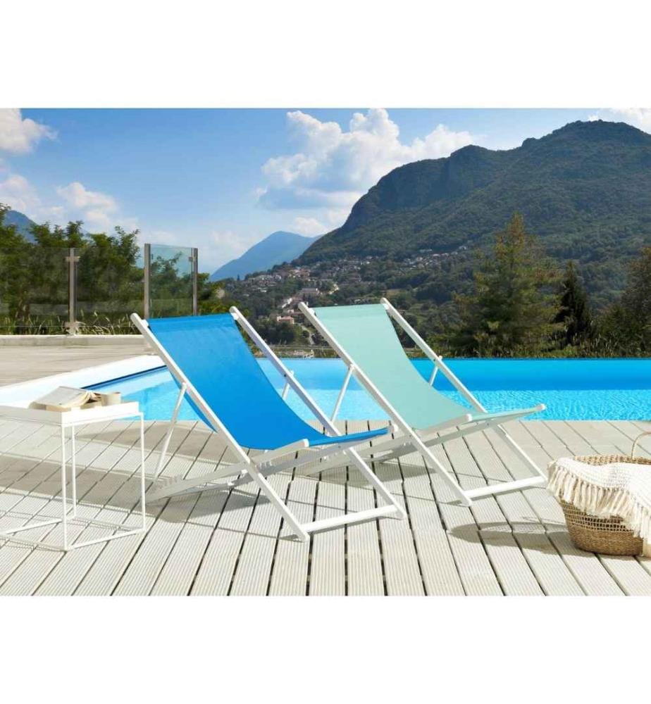 Klappbarer Liegestuhl LOCRI II Metall Blau