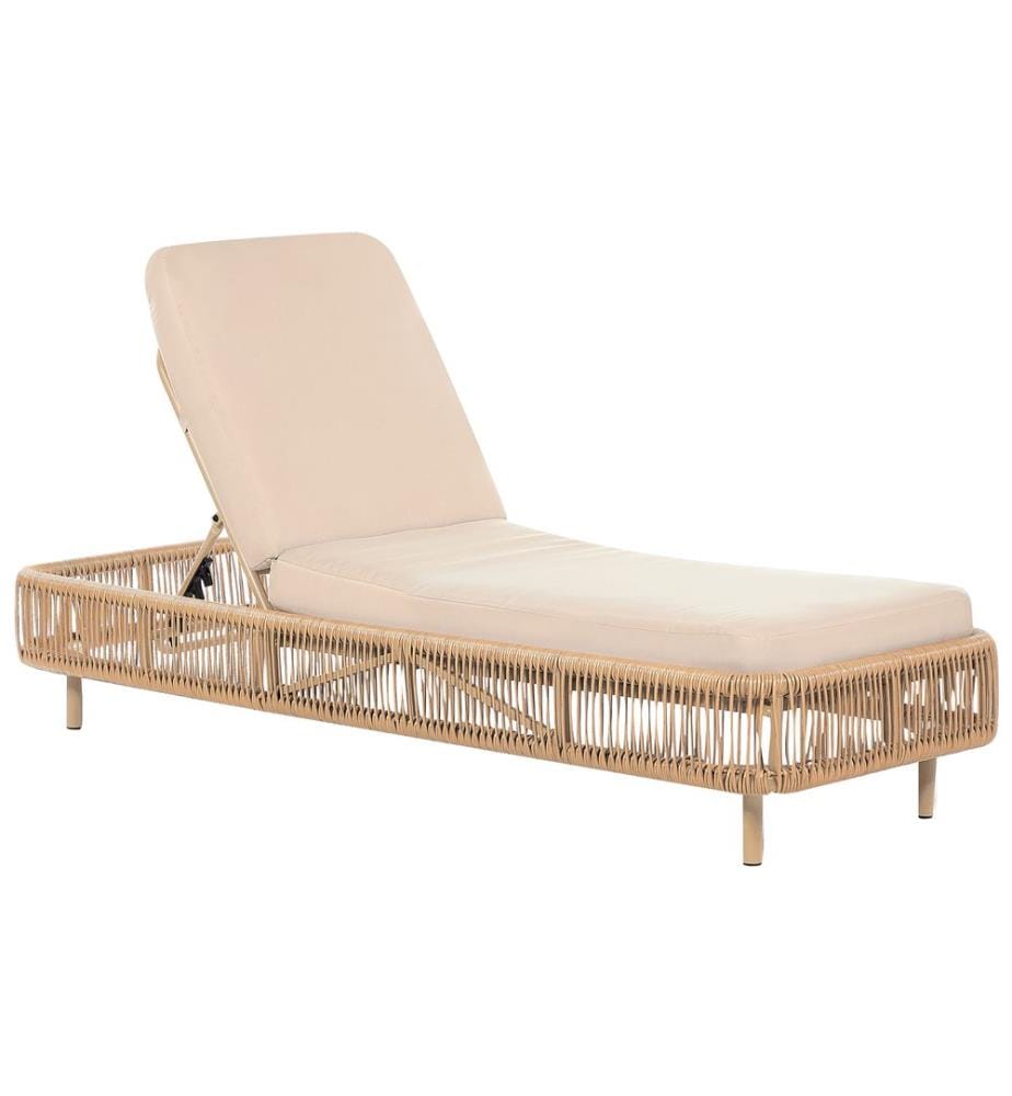 Sonnenliege mit Kissen OSINI mit Relaxfunktion Polyrattan Beige