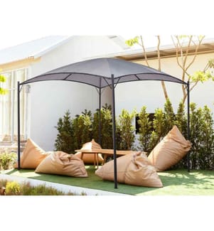Pergola in Grau 305 x 305 cm Schwarzer Rahmen für Garten Terrasse Aussenbereich Outdoor Pavillon Gartenpavillon