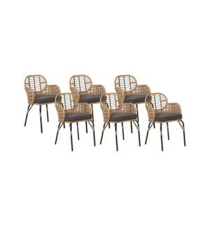 Set di 6 sedie da giardino con cuscini PRATELLO Rattan sintetico (PE) Naturale