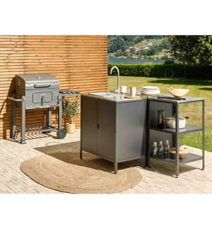 Outdoor-Kücheninsel VILAMA Metall Schwarz