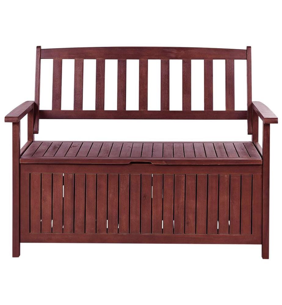 Panca da giardino con cuscino SOVANA 120 cm con contenitore Legno d'acacia Rosso