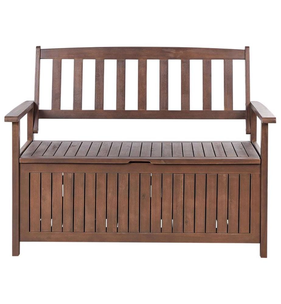 Panca da giardino con cuscino SOVANA 120 cm con contenitore Legno d'acacia Grigio chiaro