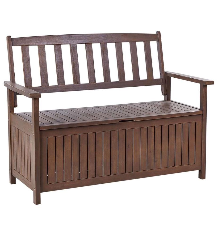 Panca da giardino con cuscino SOVANA 120 cm con contenitore Legno d'acacia Grigio chiaro