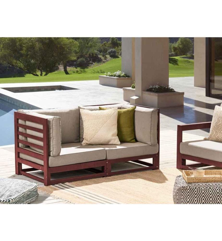 Divano da giardino 2 posti TRANI Modulare Legno d'acacia Rosso scuro