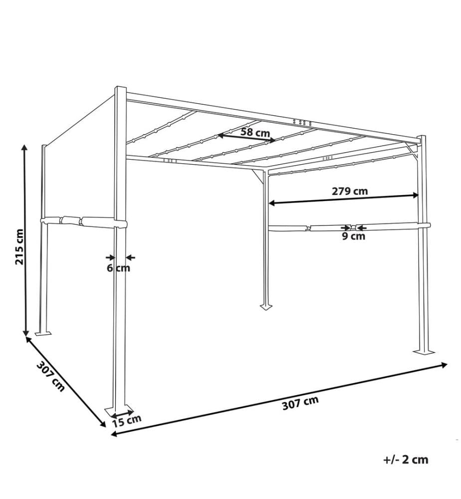 Gazebo LED PARGA Metallo 310 cm 310 cm Marrone