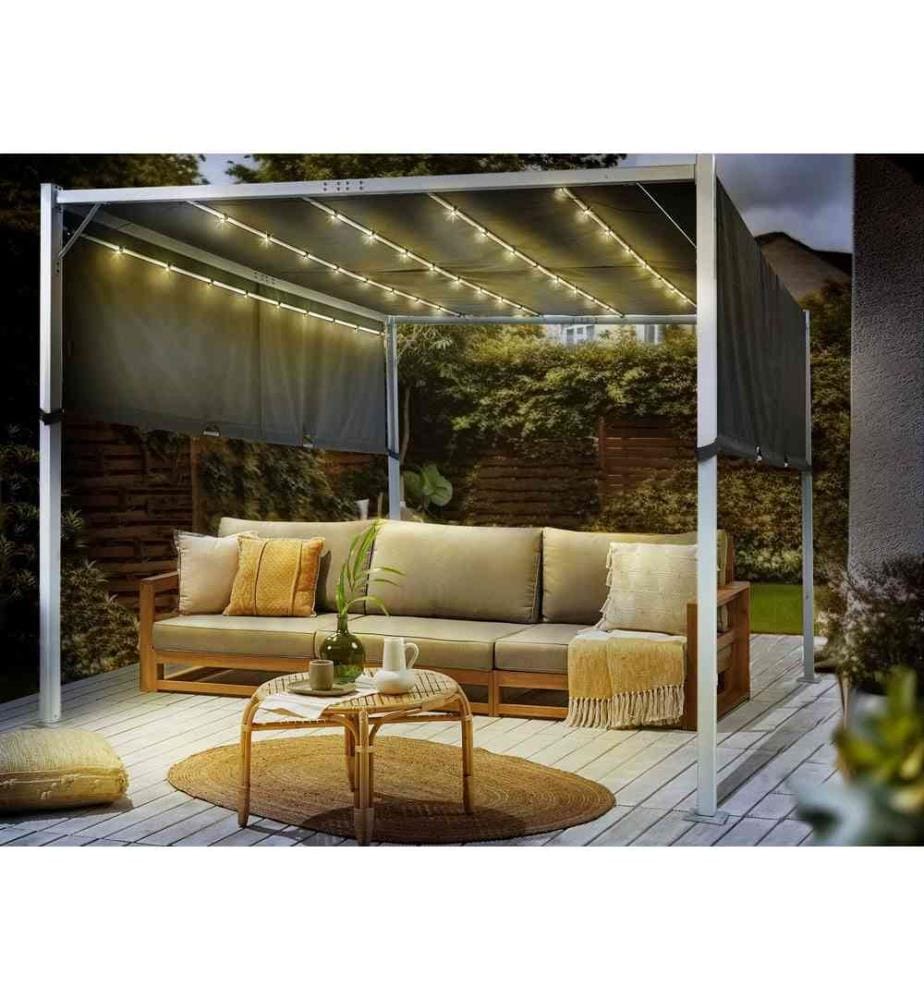 Gazebo LED PARGA Metallo 310 cm 310 cm Grigio