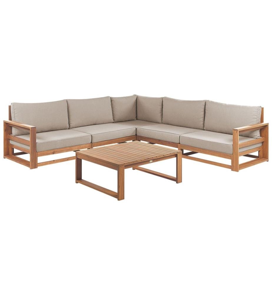 Garten Ecksofa mit Tisch 5-Sitzer TIMOR modular zertifiziertes Akazienholz Hellbraun