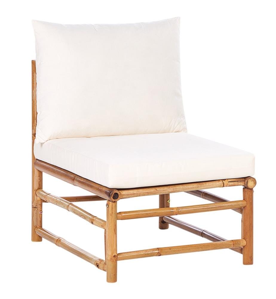 Garten Ecksofa mit Tisch 5-Sitzer CERRETO linksseitig Bambus Cremeweiss