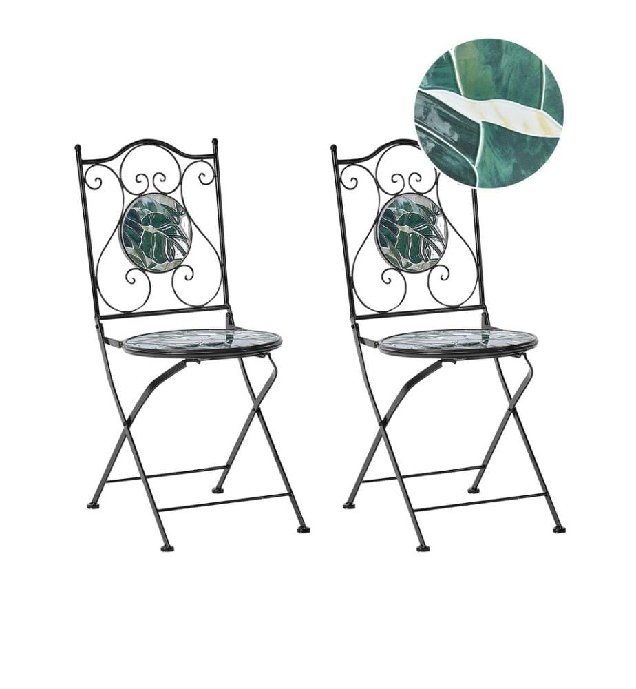Gartenstuhl 2er Set COZZANA Metall Schwarz