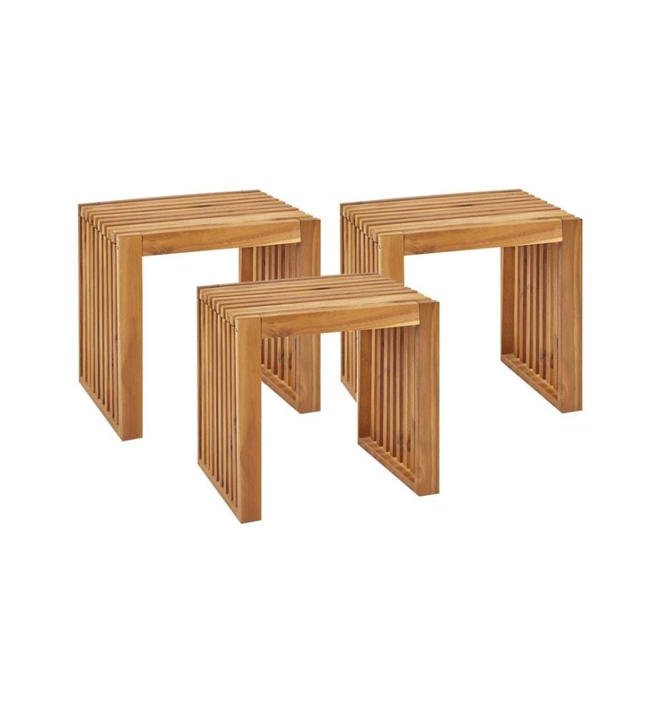 Gartenhocker 3er Set BELLANO Akazienholz Braun