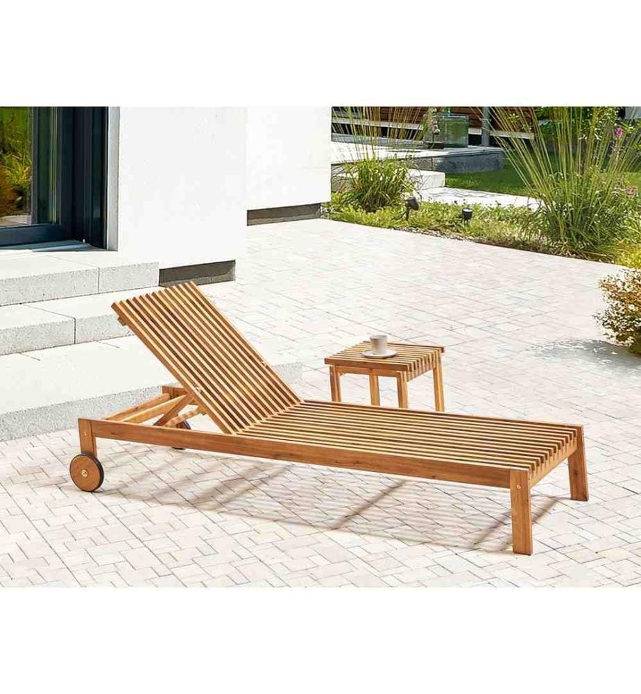 Sonnenliege BELLANO mit Relaxfunktion Akazienholz Braun