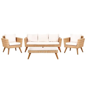Set da giardino con tavolo 5 posti VITTORIA XL Rattan sintetico (PE) Bianco sporco