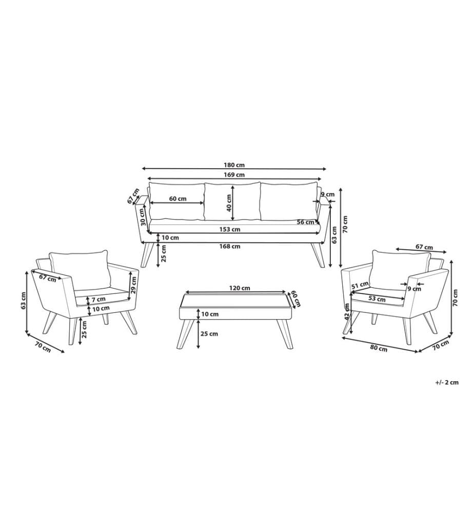 Lounge Set mit Tisch 5-Sitzer VITTORIA XL Polyrattan Cremeweiss