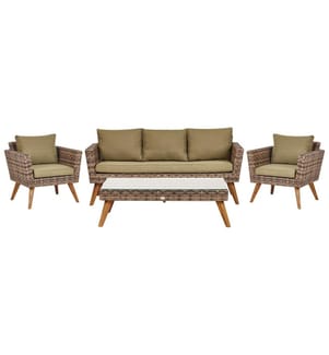 Set da giardino con tavolo 5 posti VITTORIA XL Rattan sintetico (PE) Verde oliva