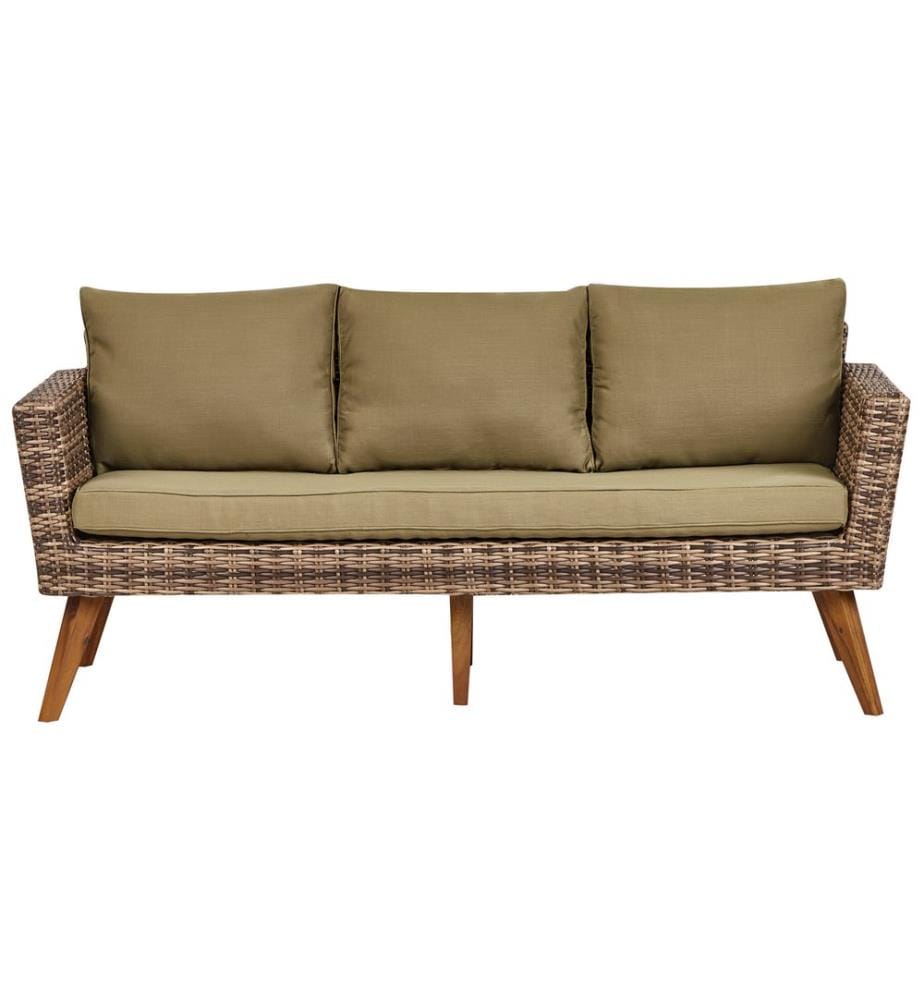 Lounge Set mit Tisch 5-Sitzer VITTORIA XL Polyrattan Olivgrün