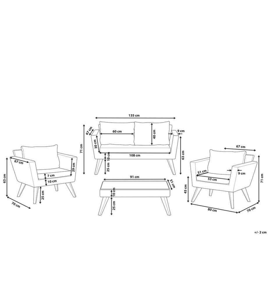 Lounge Set mit Tisch 4-Sitzer VITTORIA Polyrattan Cremeweiss