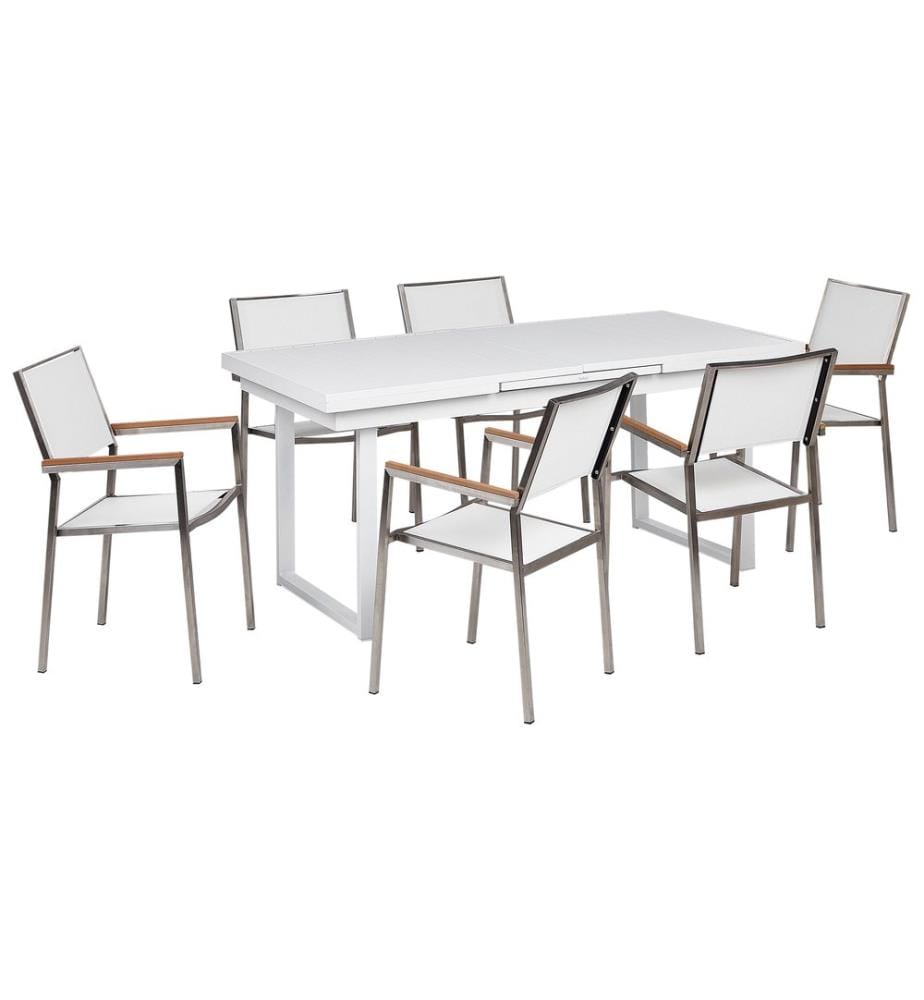 Gartenmöbel Set 6-Sitzer VALCANETTO/GROSSETO Metall Weiss