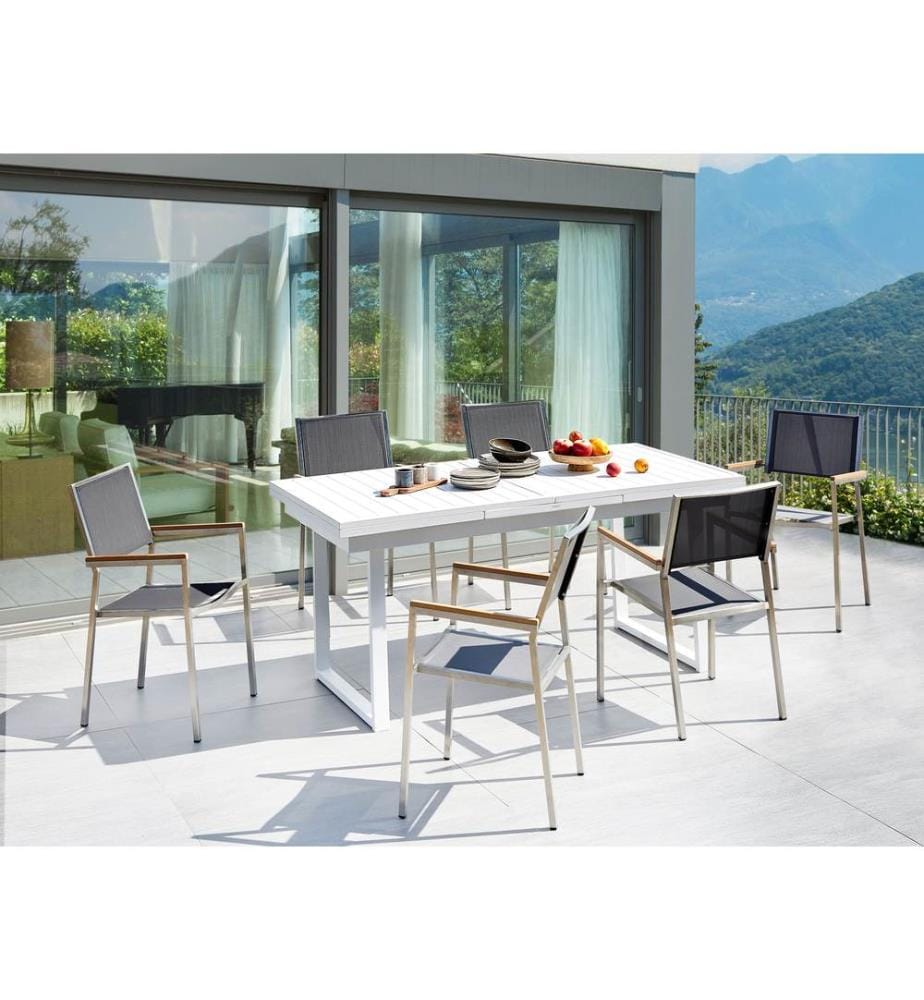 Gartenmöbel Set 6-Sitzer VALCANETTO/GROSSETO Metall Grau / Weiss