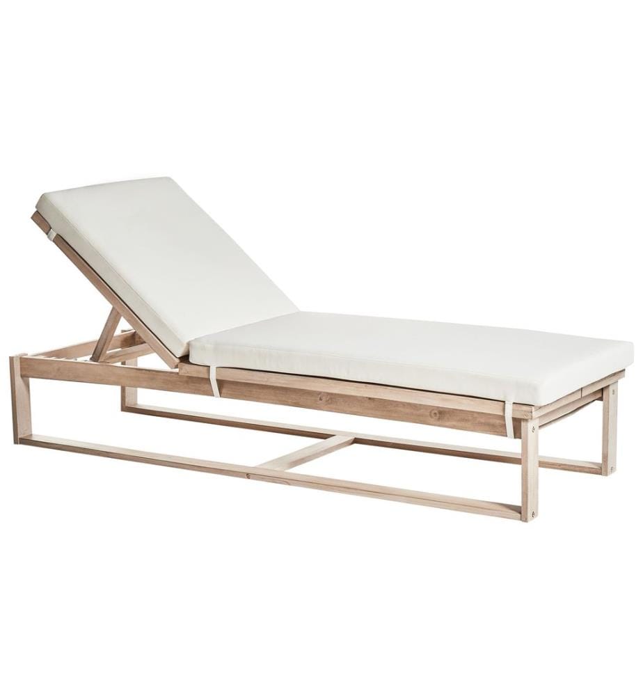 Sonnenliege mit Kissen AZZANELLO mit Relaxfunktion Akazienholz Cremeweiss
