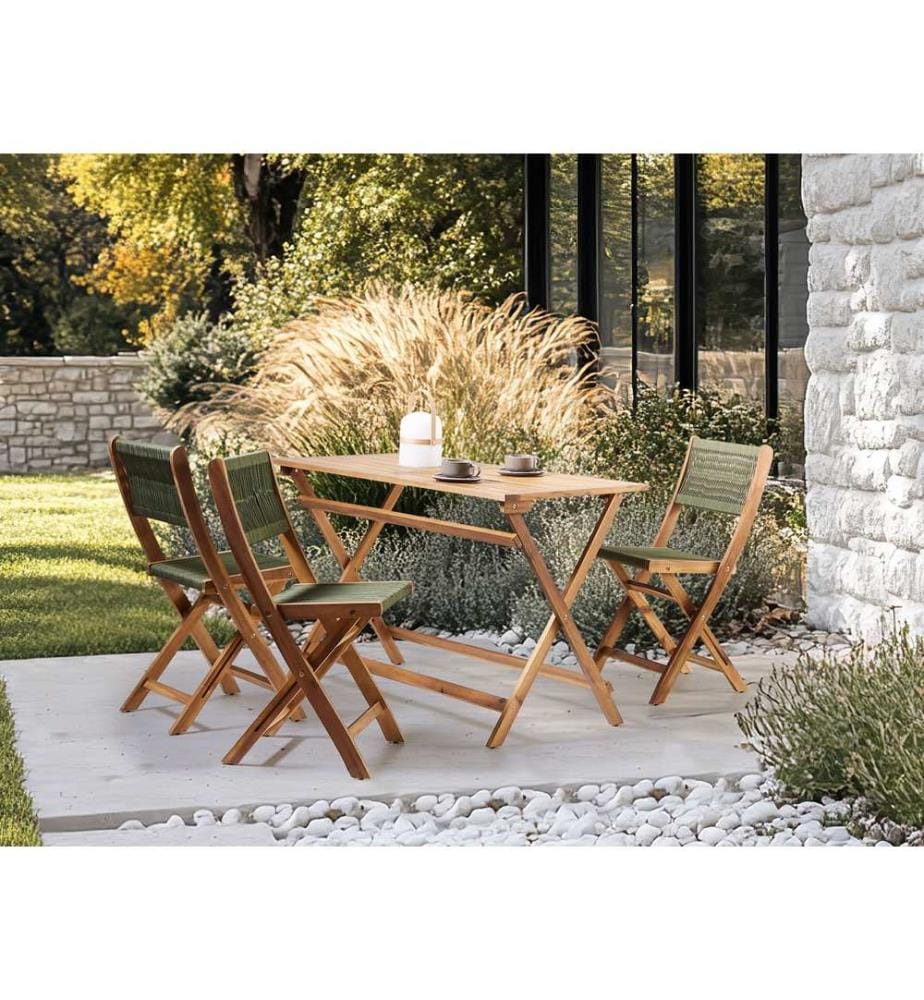 Gartenmöbel Set 4-Sitzer PROSSEDI Akazienholz Grün