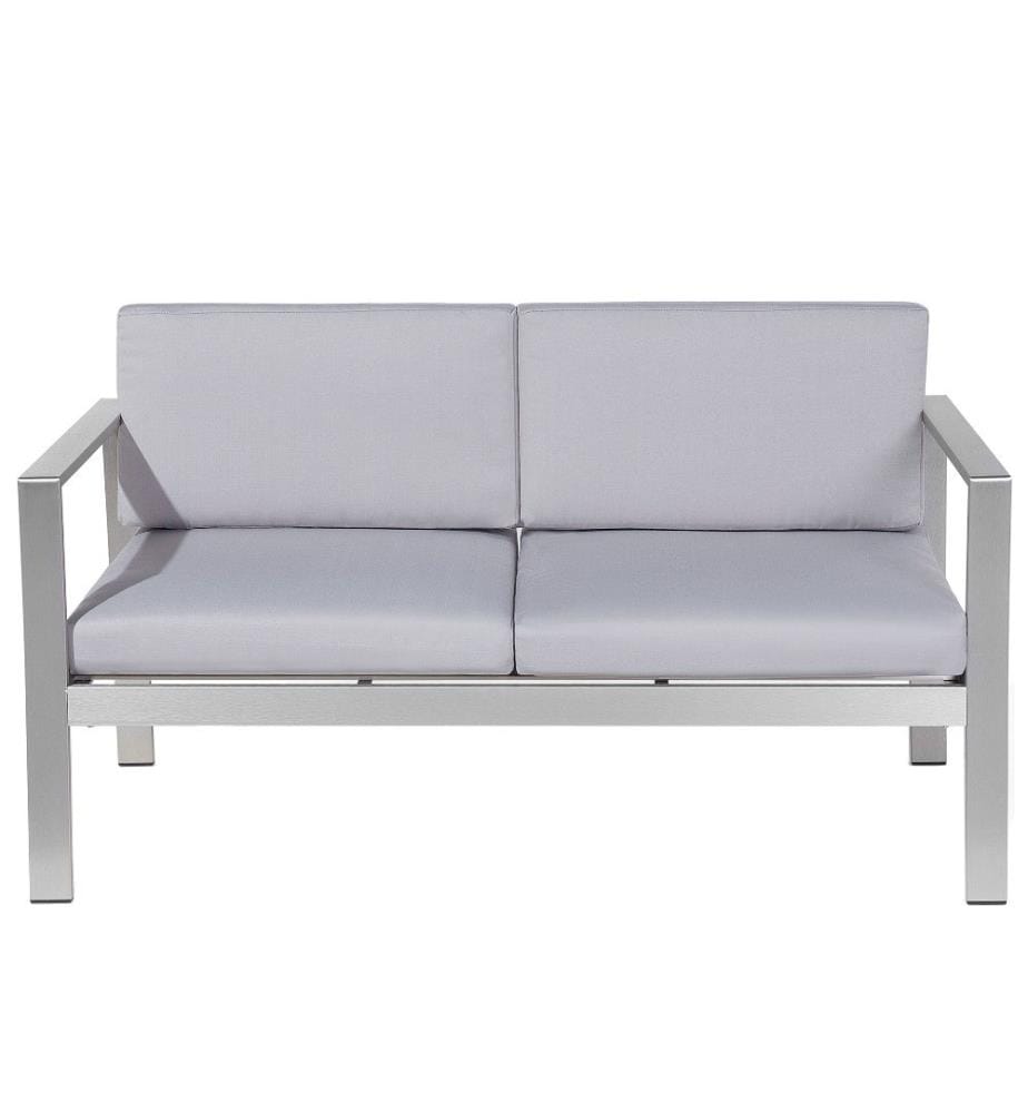 Panca da giardino con cuscino SALERNO 142 cm Metallo Grigio chiaro