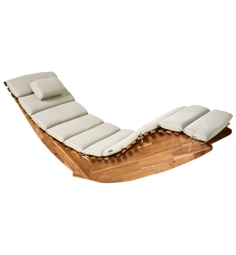 Sonnenliege mit Kissen BRESCIA PREMIUM Akazienholz Taupe