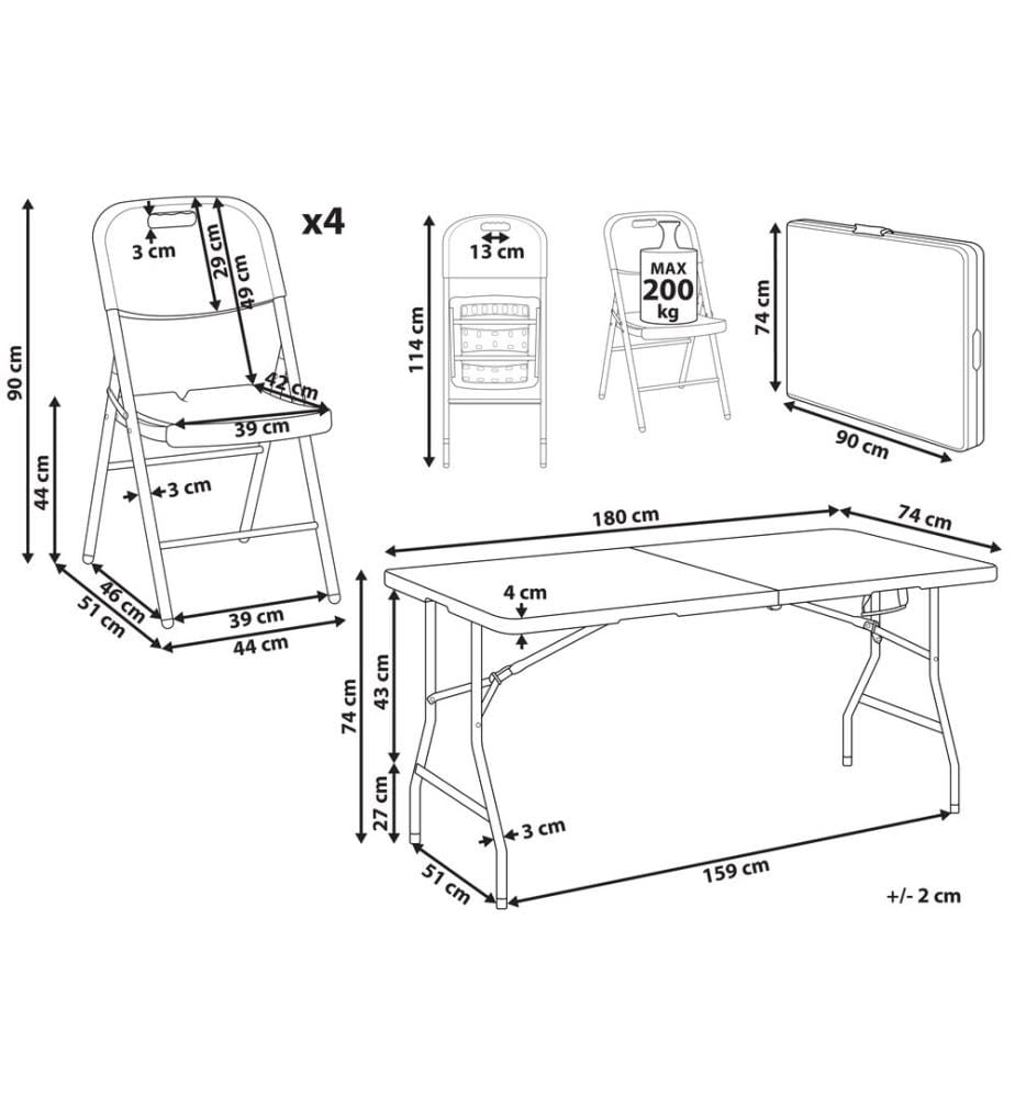 Garden Dining Set 4 Seater CUGNOLI Folding White