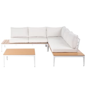 Set di divani angolari da giardino 5 posti POSITANO Bianco sporco