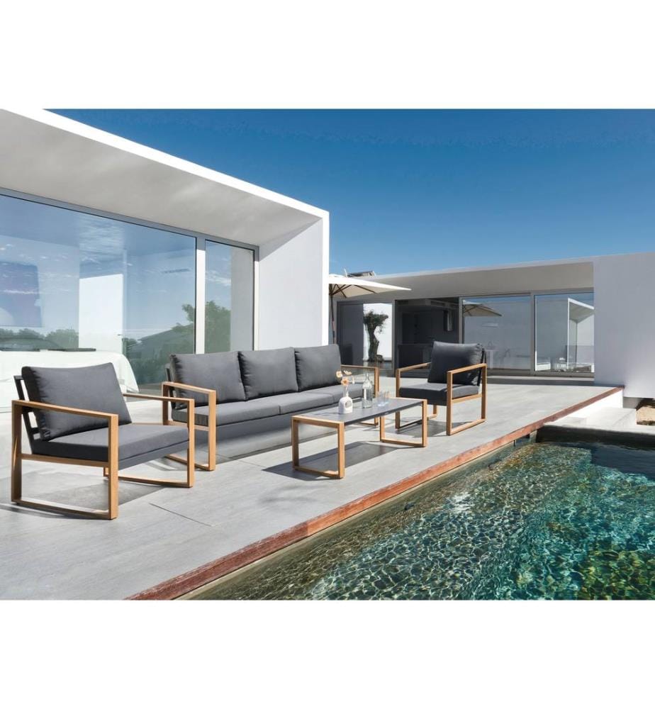 Lounge Set mit Tisch 5-Sitzer GELSO Metall Dunkelgrau