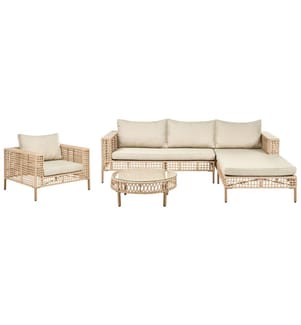 Set da giardino con tavolo 4 posti CALASETTA Lato Sinistro Rattan sintetico (PE) Beige