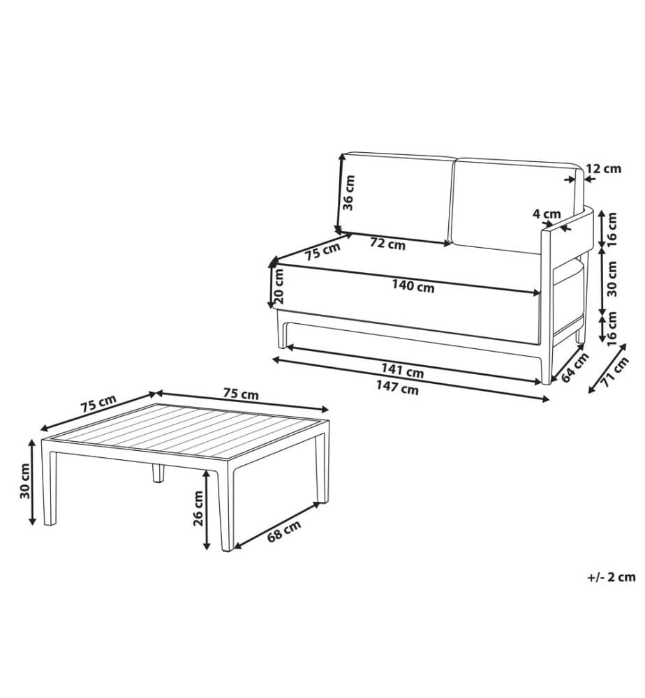 Gartensofa mit Tisch 2-Sitzer SAMPIERI Metall Braun