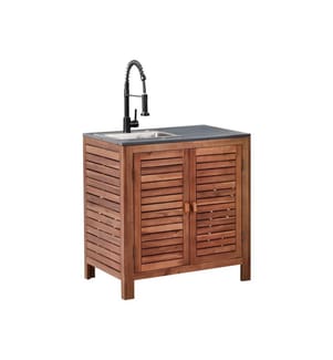 Outdoor Kitchen Cabinet with Sink BRUCOLI Acacia Wood 80 cm 50 cm Brown/ Black