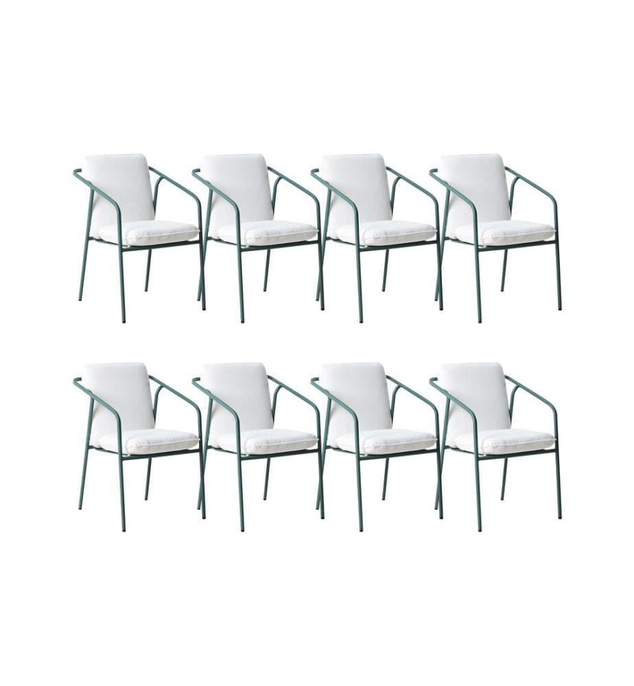 Set mit 8 Stühlen und Sitzkissen ASCIANO Metall Grün