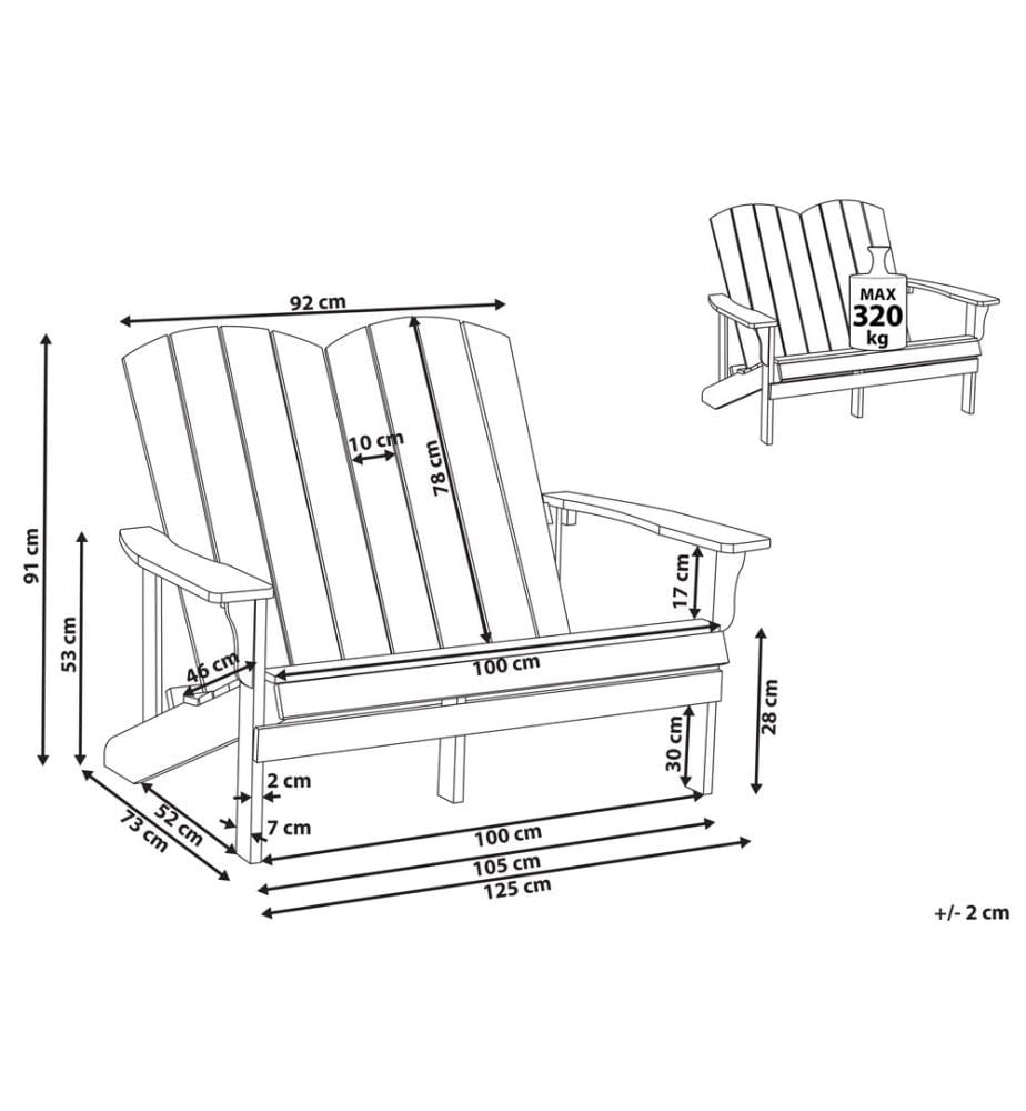Panchina da giardino ADIRONDACK 125 cm Azzurro