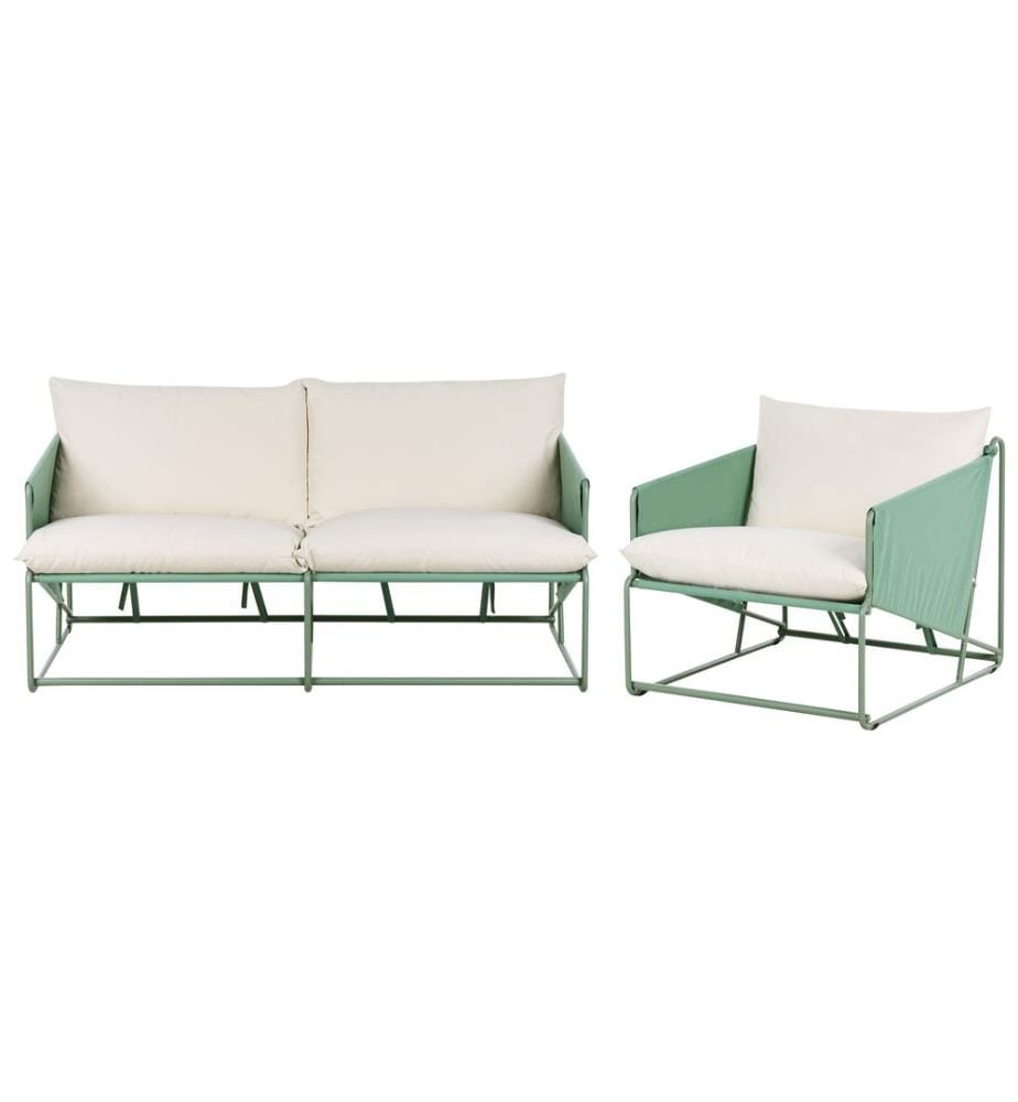 Gartensofa Set 3-Sitzer PONTE Metall Grün