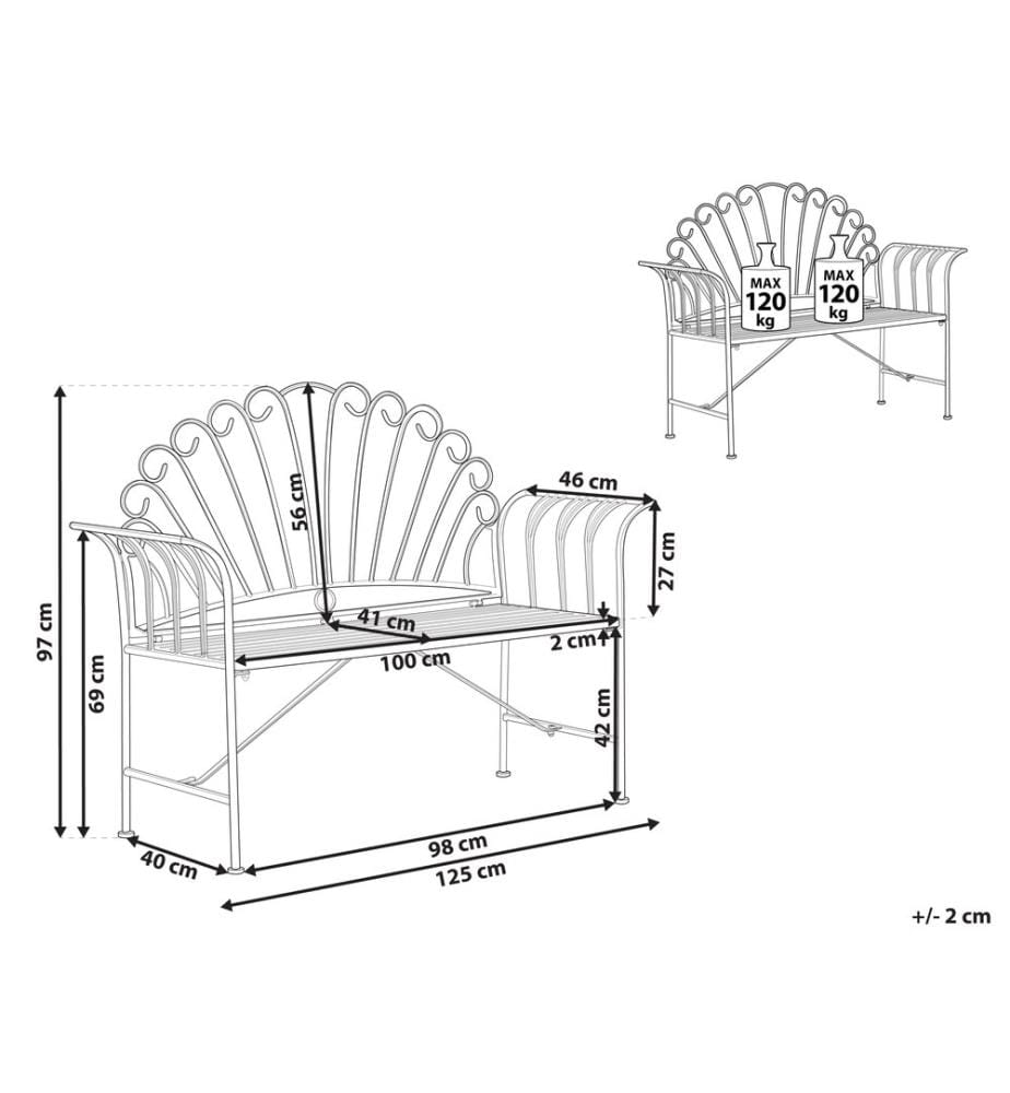 Panchina da giardino CAVINIA 125 cm Metallo Azzurro