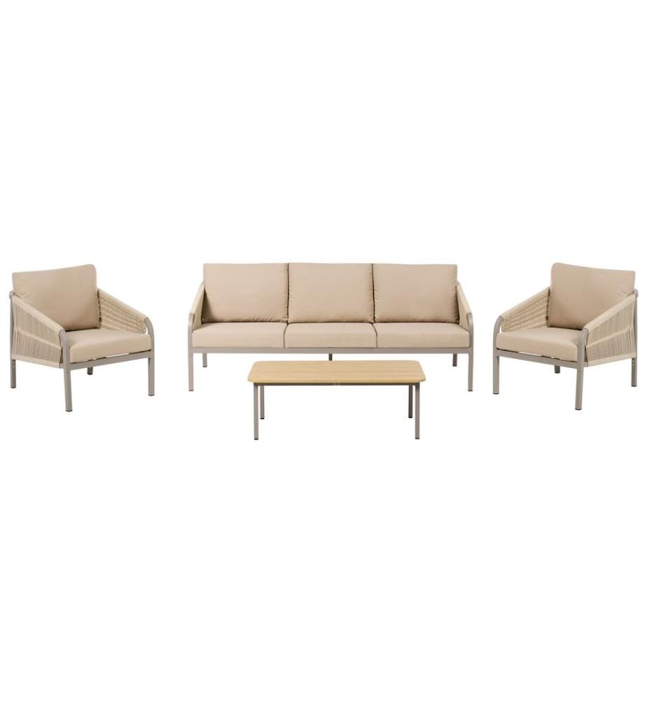 Lounge Set mit Tisch 5-Sitzer MURATO Metall Beige