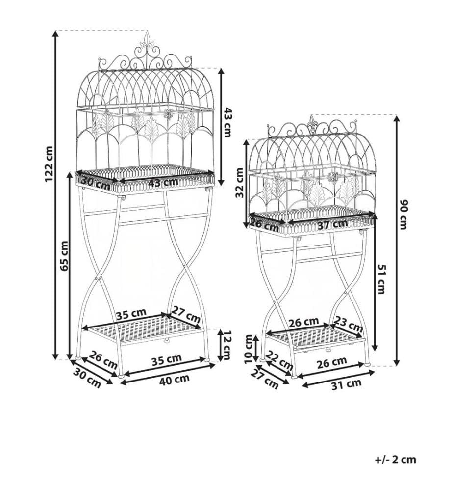 Set di 2 scaffali SICILY Metallo 43/37 cm 30/27 cm Nero