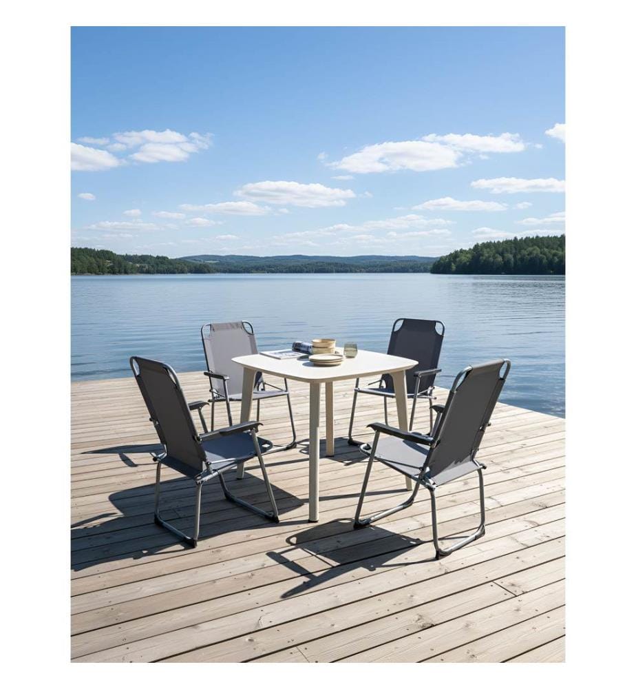 Gartenstuhl 4er Set GALATSI klappbar Metall Grau