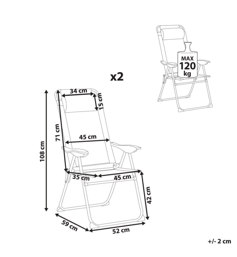 Gartenstuhl 2er Set ASINE klappbar Metall Beige